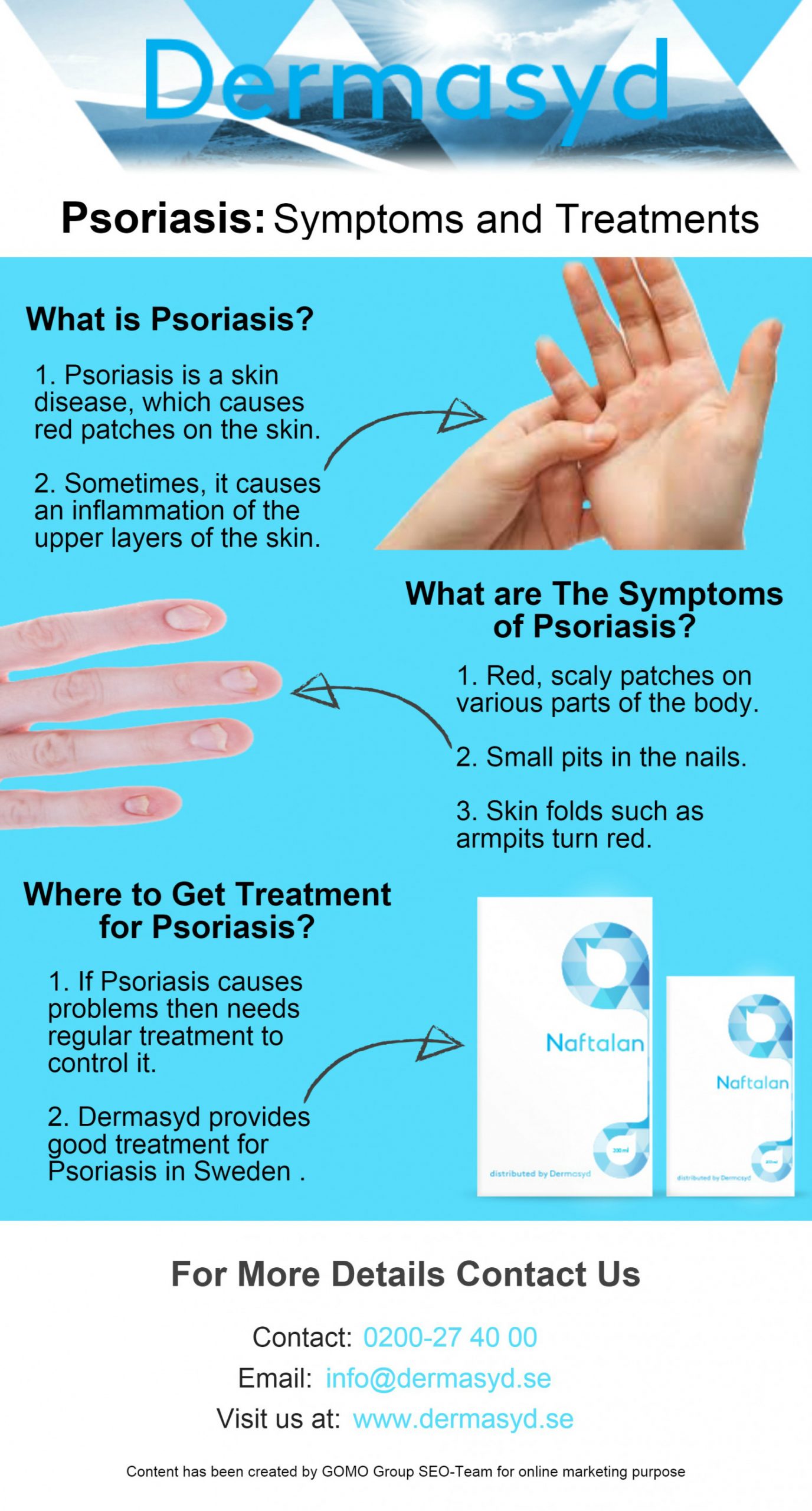 Psoriasis: Symptoms and Treatment Infographic